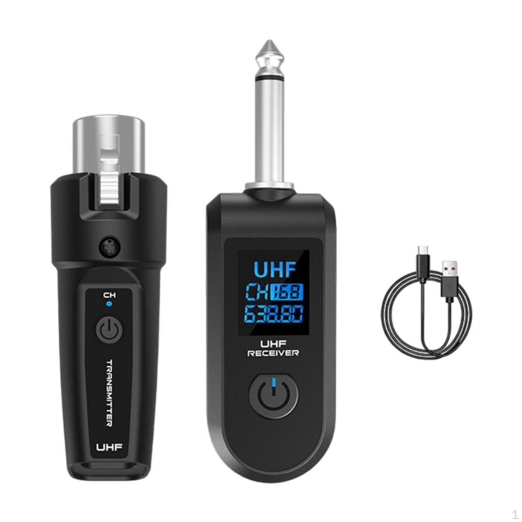 Audio Transmitter Receiver Microphone Wireless System for Guitar Dynamic Mic