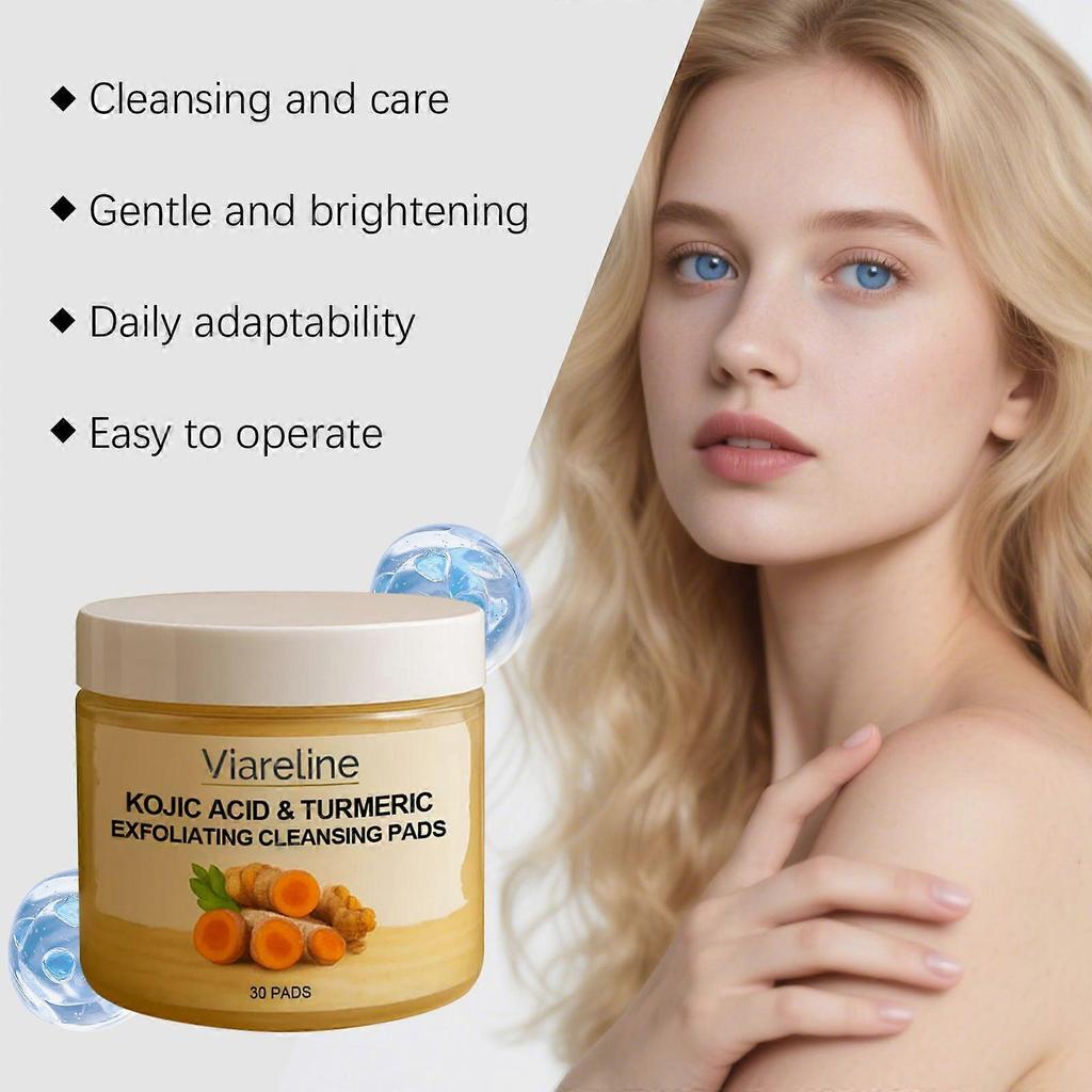 Limited time!!Viareline Turmeric Exfoliating Cleansing Gasket Gentle Cleansing Moisturizing Care Facial Pores Cotton Cloth