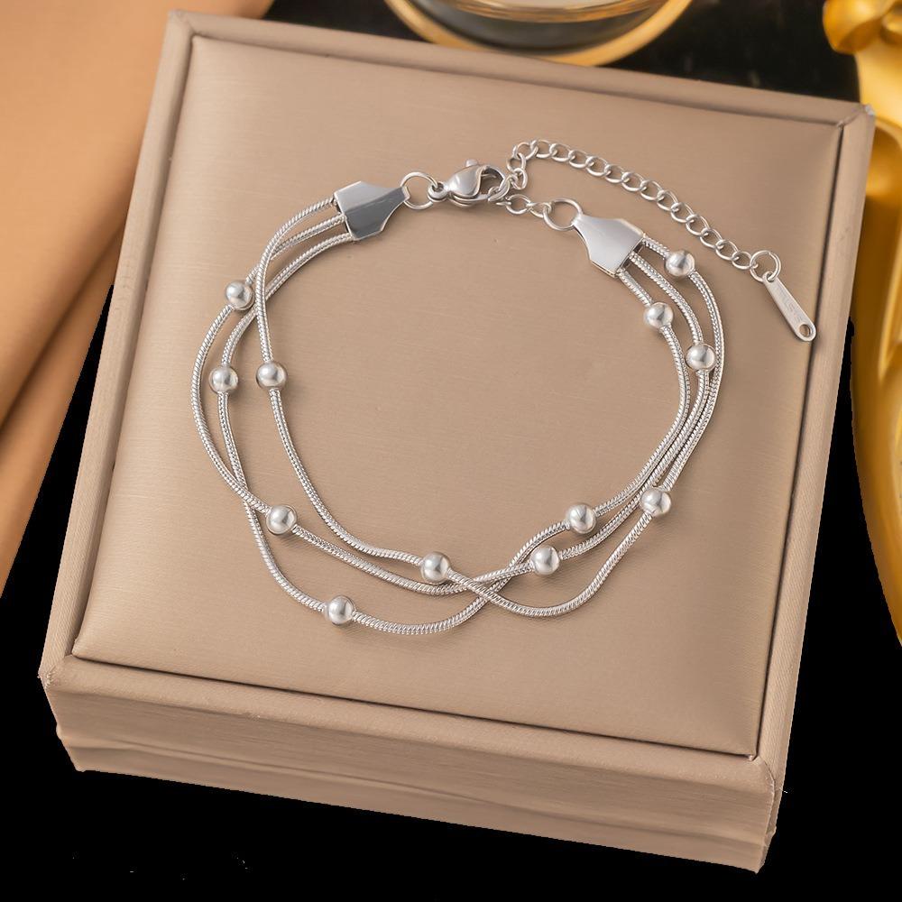 Gold Silver Color Wrap Beaded Bracelets Round Beads Party Jewelry Elegant Wrist Chain Women