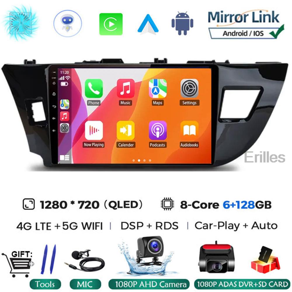 Android 14 2 Din автомобильный радиоприемник для Toyota Corolla Ralink 2014 - 2016 Мультимедийный видеоплеер Навигация MP5 Стерео Carplay Головное устройство