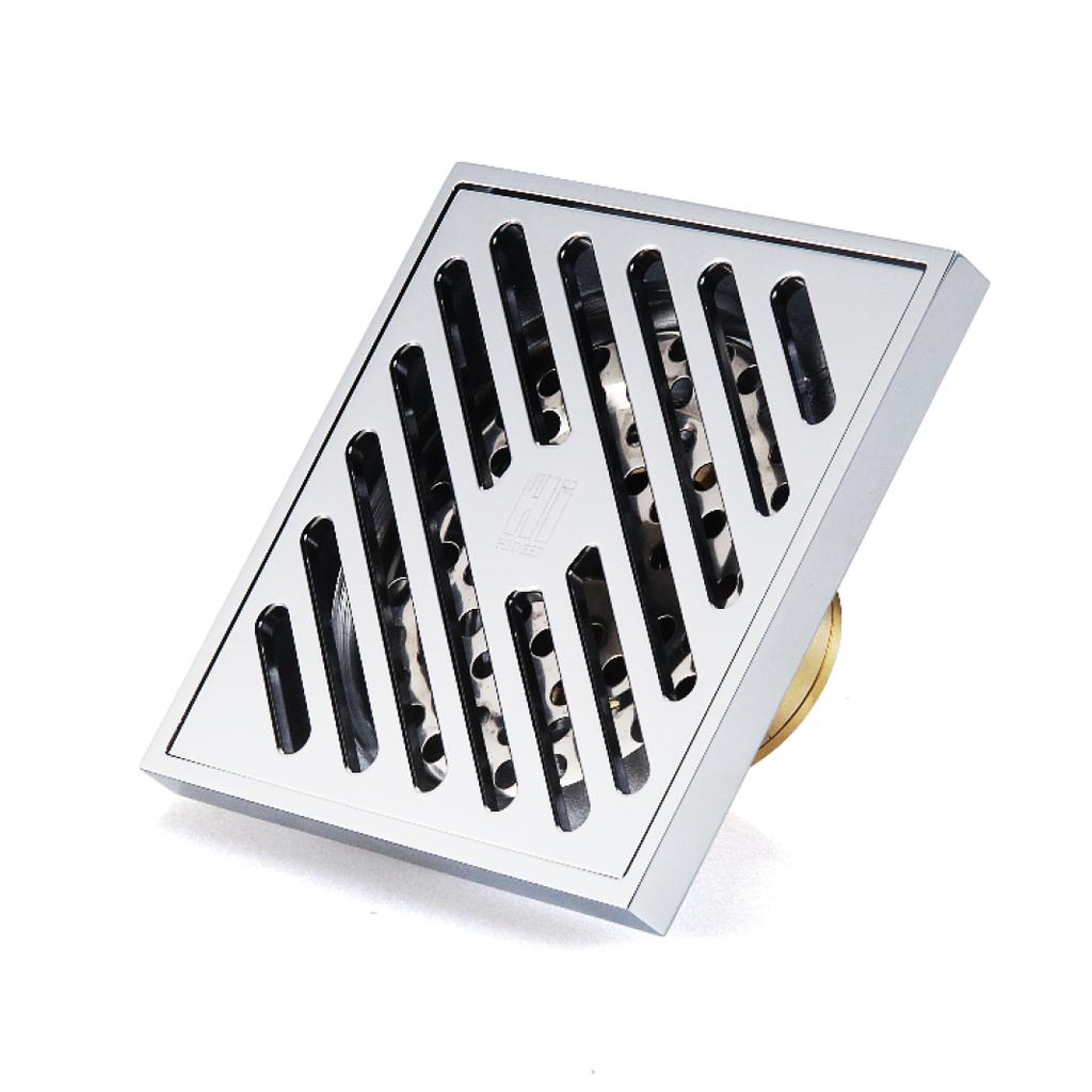 Modern Bathroom Accessories 10x10cm Shower Floor Drain Cover Tile Insert Brass Anti-Odor Chrome Finish Brushed Surface
