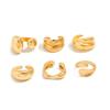 Ingemark 6Pcs/Set Classic Irregular Water Drop Open Rings for Women New Trend Punk Gold Color Geometric Ring Couple Jewelry Gift