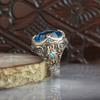 Kaliteli İşçilik Desenli Mavi Topaz Taşlı 925 Sterling Silver Man Ring