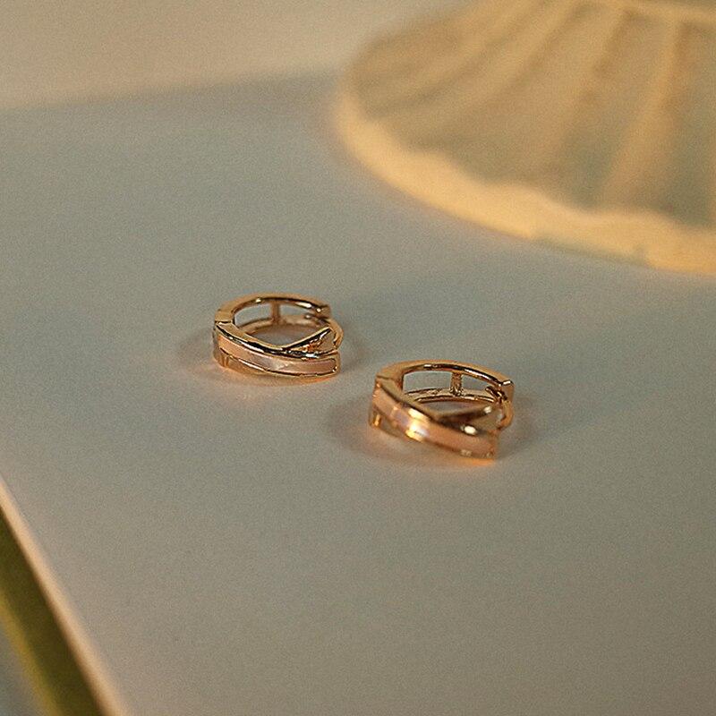 Трендовые серьги-кольца с ракушкой фритиллярии в форме креста для женщин, корейская модная бижутерия, подарок KTJ