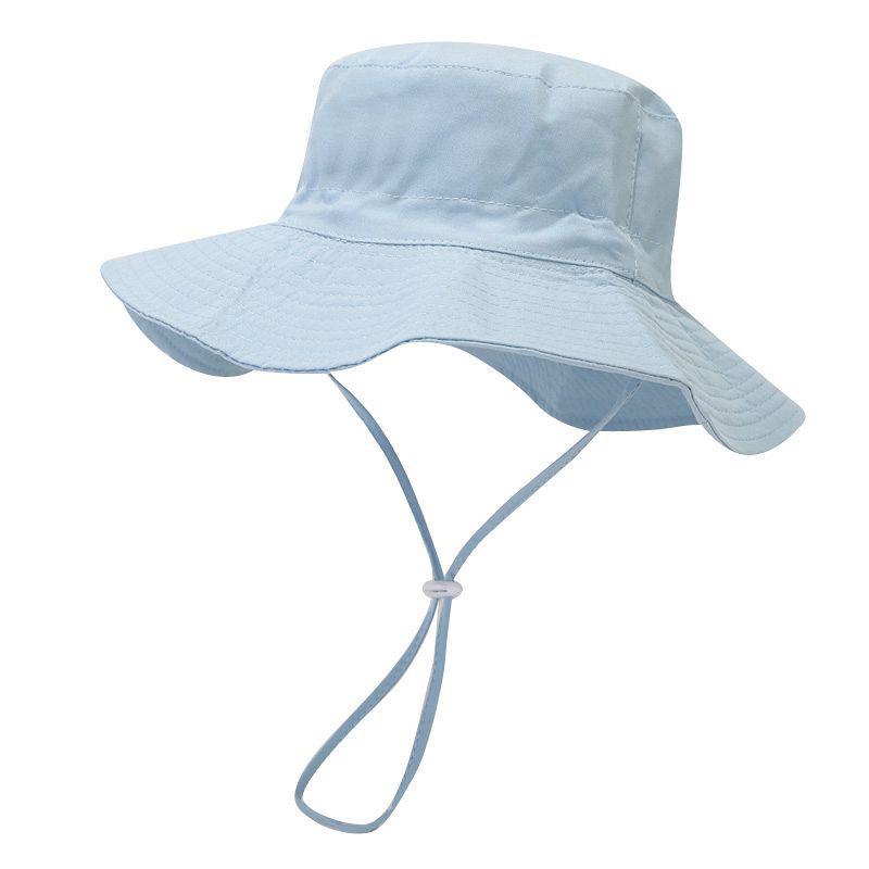New Solid Color Kids' Bucket Hat with Windproof Rope: Breathable, Foldable, and Sun-Protective for Summer