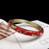 Enamel Peony Filigree Flower Bangle Double Bangle Women's Hand Bracelet  Gifts for Women Girl