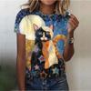 2023 модные женские футболки с 3D принтом животных, топы с короткими рукавами, летние футболки с рисунком кота в стиле каваи, свободная одежда больших размеров