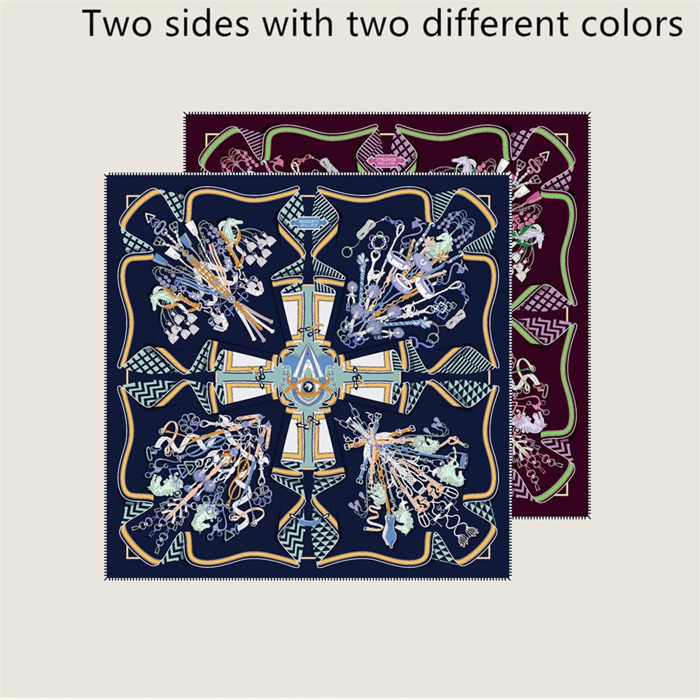 POBING Curled Twill Silk Scarf Women Funny ICE CREAM Double Side Printed Square Scarves Wraps Echarpes Foulards Femme Hijab 70CM