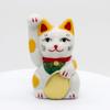 Craftsman House Seto Ware Good Luck Porcelain Small Maneki-neko (Yellow Spot)