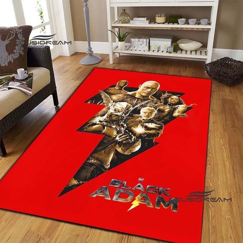 Dwayne Johnson Movie Carpets and Rug Black Adam Carpet Floor Mat Living Room Bedroom Large Area Soft Carpet Kids Room Rug