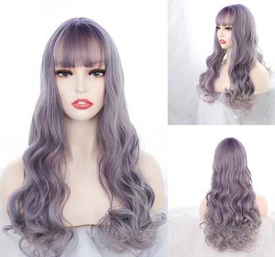 Женщины Челка Большие волны Длинные волосы Лаванда Синтетические волосы Повседневная одежда Личность