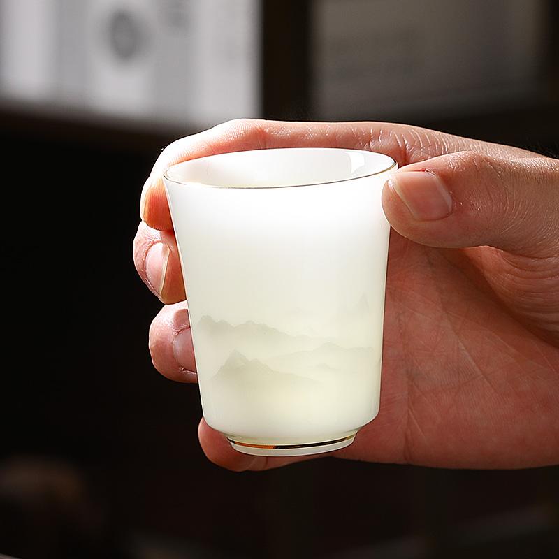 Фарфоровая мастер-чашка Керамическая бытовая чашка для дегустации чая Одинарная чашка Персональный специальный набор для чая Кунг-фу Высококлассная чашка для чая в стиле легкой роскоши