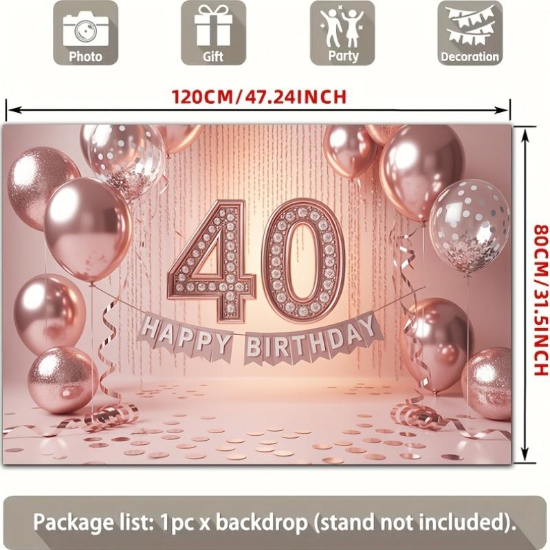 2D Plane - Rose Gold 40th Anniversary Banner Decorative Polyester Background