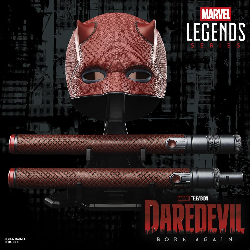 Hasbro Marvel Legends Series Born Premium Roleplay Mask Billy Adult Authentic "Daredevil Again" & Club, Collectible, G1598,