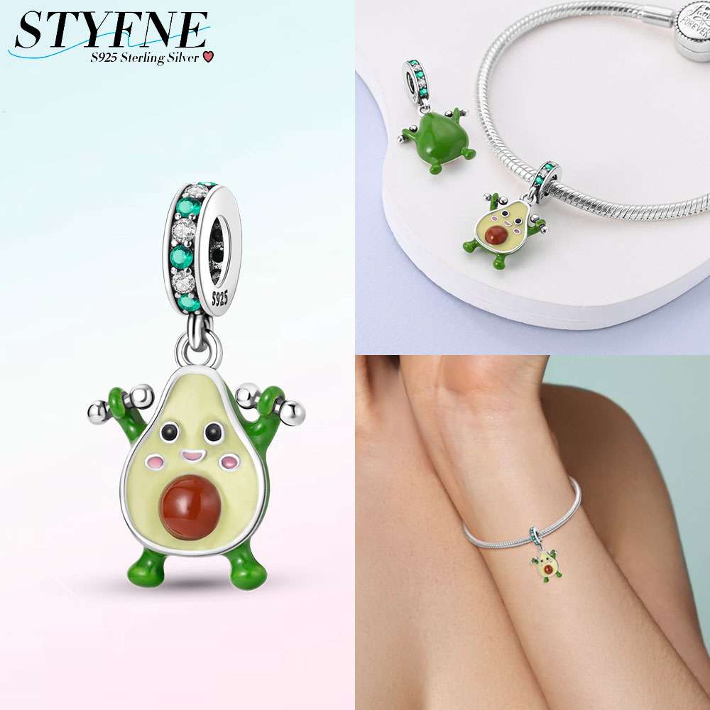 Изысканные оригинальные медные шармы-подвески в виде клубники, вишни, яблока, авокадо, фруктов, бусина, подходят для браслетов DIY, ювелирные изделия на день рождения, изысканный подарок
