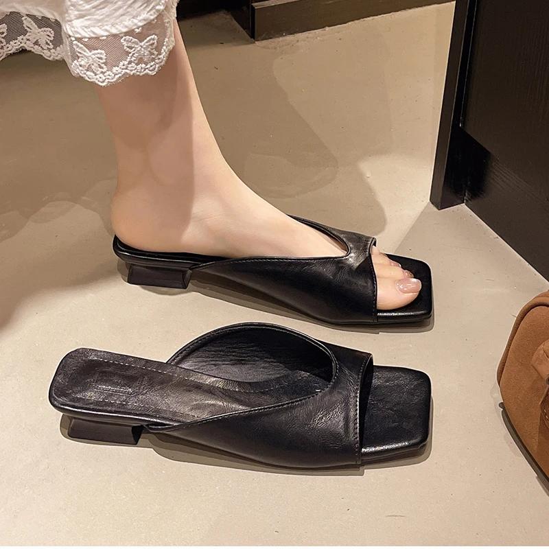 Летние женские гладиаторские тапочки Модные с открытым носком Квадратный носок Шлепанцы Женские Повседневные Пляжные Платье Сандалии