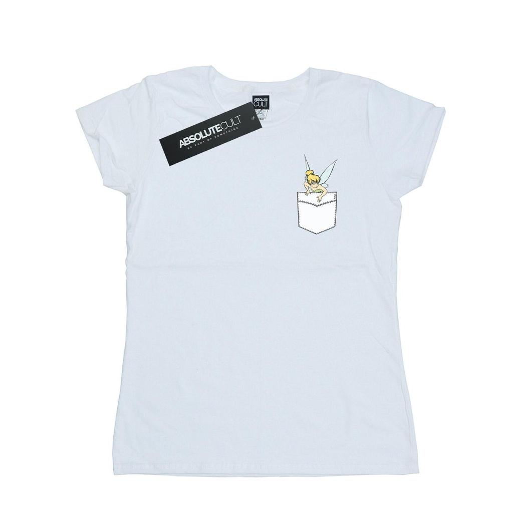 Disney Womens/Ladies Tinker Bell Faux Pocket Cotton T-Shirt