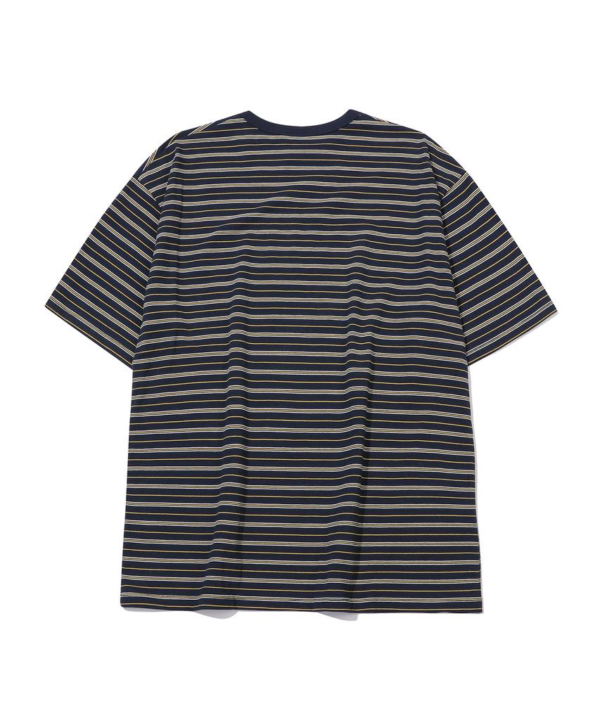 GNOK [Unisex] Triple Stripe Short Sleeve T-Shirt [Navy]