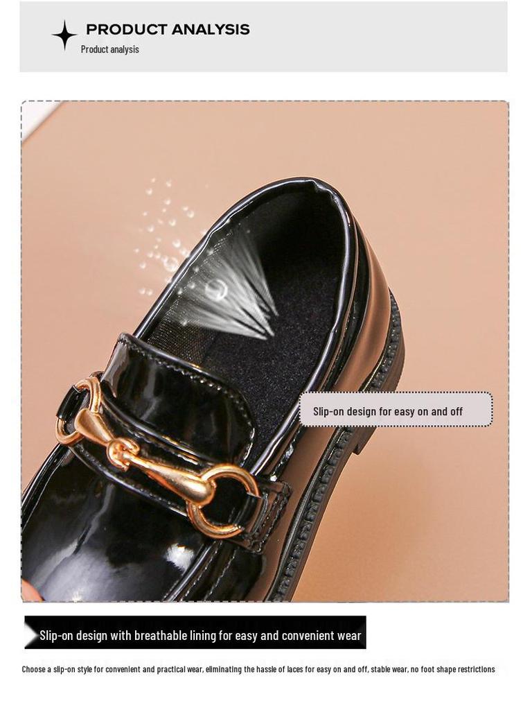 Girls' Trendy Retro Leather Princess Shoes with Soft Non-Slip Soles