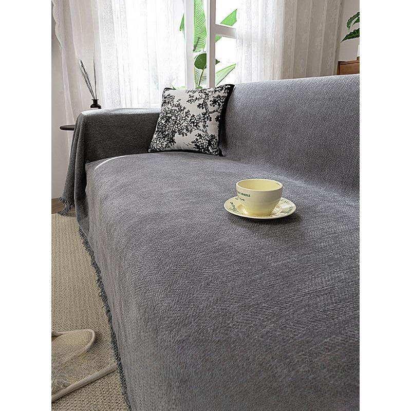 Полотенце для дивана с узором «елочка» из синели, высококачественное простое зеленое маття, универсальное четырехсезонное одеяло с полным покрытием