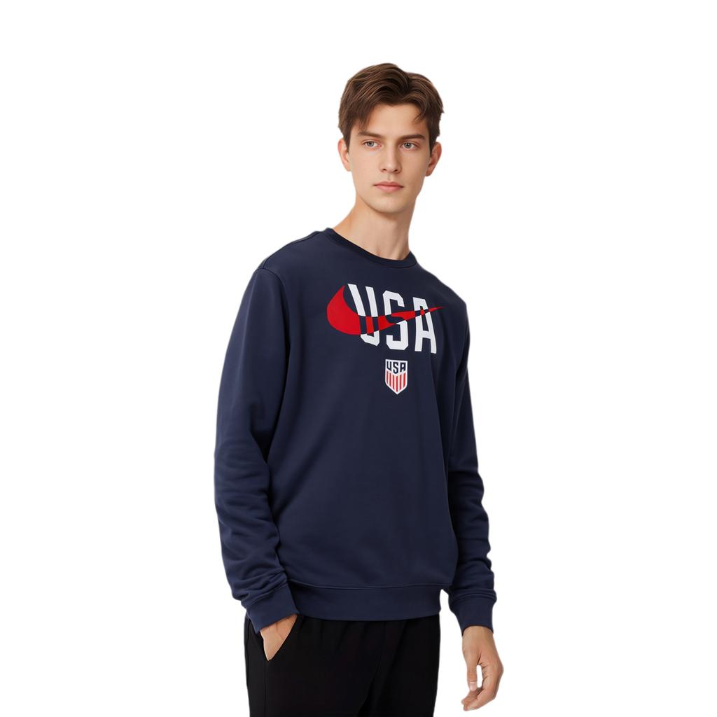 Nike Solid Color Crewneck Letter Sweatshirt Men Sweatshirt Navy-Blue M33778OXNAV-USA