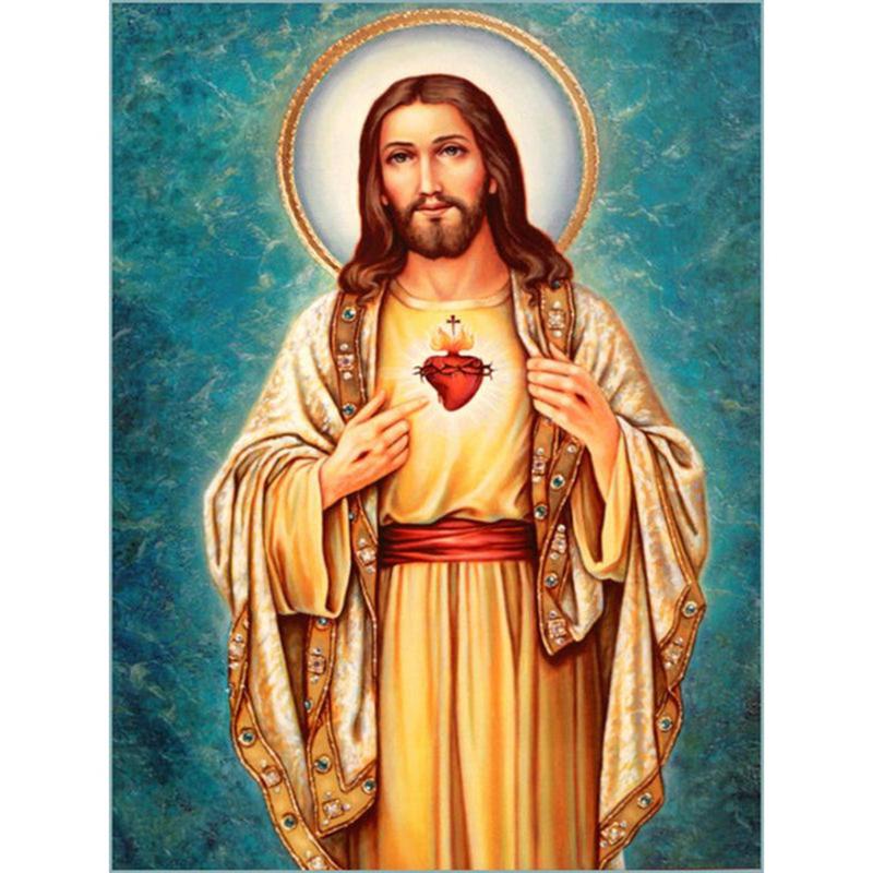 DIY Religion 5D Diamond Painting Full Round Drill Portrait Diamond Embroidery Cross Stitch Mosaic Kits Resin Wall Art Home Decor