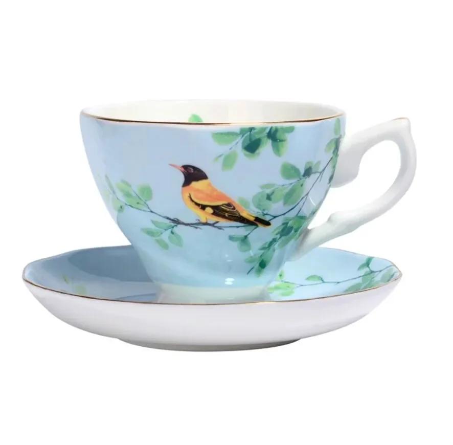 Bone China Coffee Cup Spoon Saucer Set English Afternoon Tea Cup Coffeeware 170ml Porcelain Cup and Saucer for Coffee