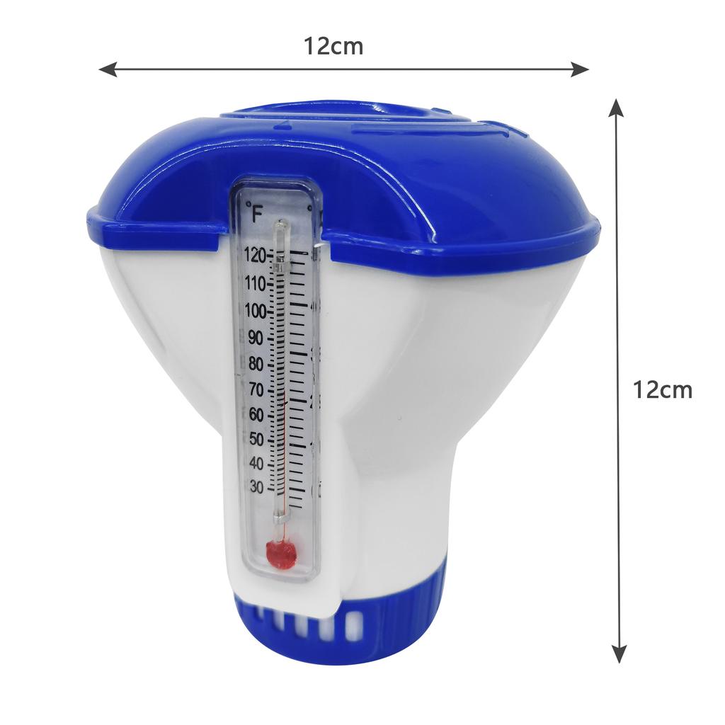 5-inch Float Dispenser Float Cup Pool Spa Chlorine Tablet Dispenser Floater with Thermometer 120 Fahrenheit
