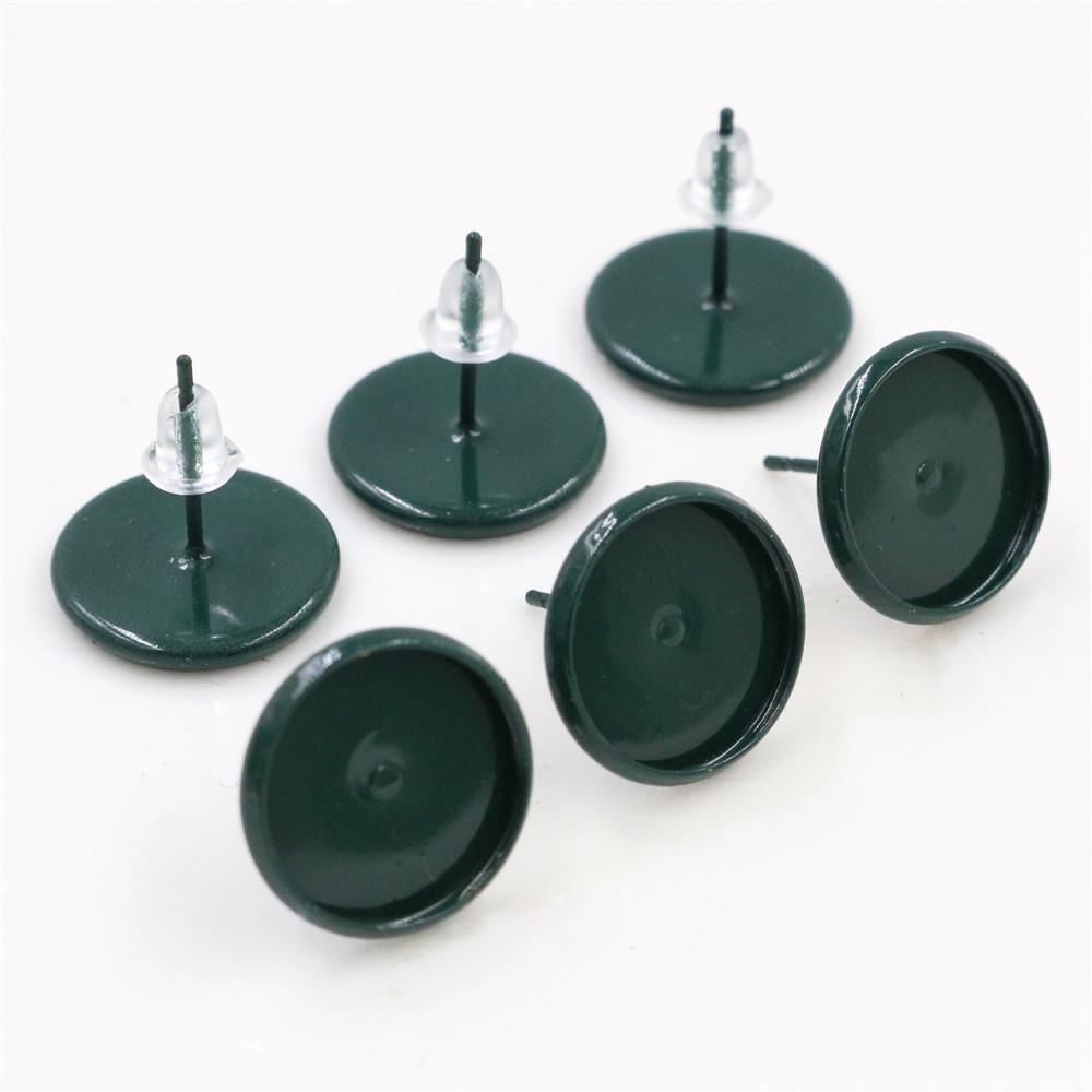 8/10/12mm 20pcs/lot 26 Colors Plated Earring Studs,Earrings Blank/Base,Fit 8-12mm Glass Cabochons,Buttons Earring Bezels