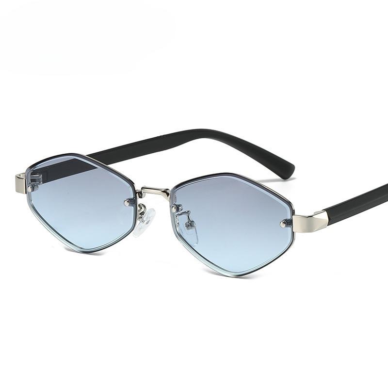 Fashion Small Polygonal Sunglasses Women Metal Rhombus Sun Glasses Ladies Hipster Sexy Cat Eye Shades Vintage