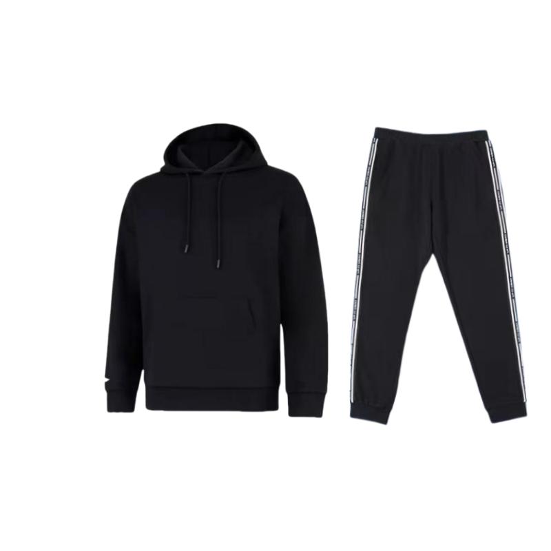 Li-Ning Удобная толстовка с капюшоном Дышащая с манжетами Теплые длинные брюки Повседневный спортивный костюм Унисекс толстовка, брюки AWDUD09-1+YKLU333-1