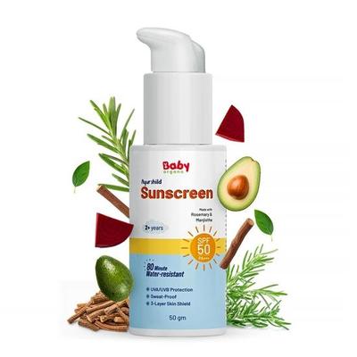 Babyorgano Натуральный солнцезащитный крем для детей (2+ года) SPF 50 PA+++ UVA/UVB/Подходит для всех типов кожи |Защита от солнца |Глубокое увлажнение 50 г (Пакет из 1)