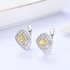 925 Sterling Silver Clasp Earrings Cushion 4.0mm Natural Yellow Sapphire Classic Design Fine Jewelry for Women's Valentines Gift