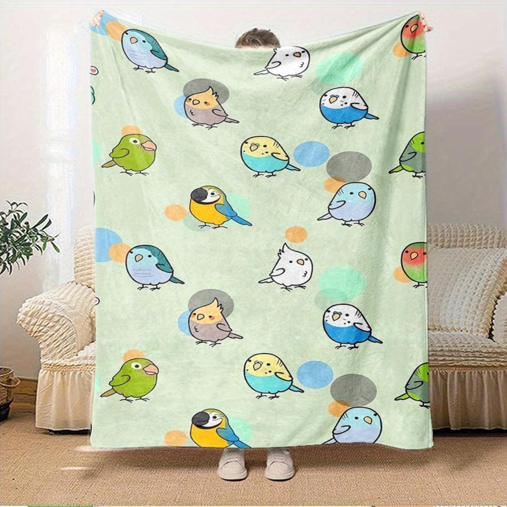 1pc Parrot,Bird,CartoonDigital Print Fleece Blanket - Contemporary Style, Suitable for All Seasons, Perfect for Home, Travel, or Camping - M