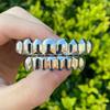 Блестящие накладки на зубы Grillz Комплект Верх/Низ Противоскользящие Экологичные Медные Накладки на Зубы Grillz Серебряные Золотые Украшения на Зубы Рэпер
