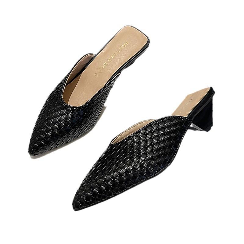Женская обувь иностранной торговли 2025 года, летние туфли на среднем каблуке с острым носком, модные босоножки с завязками на голове, золотые, серебряные, плетеные босоножки