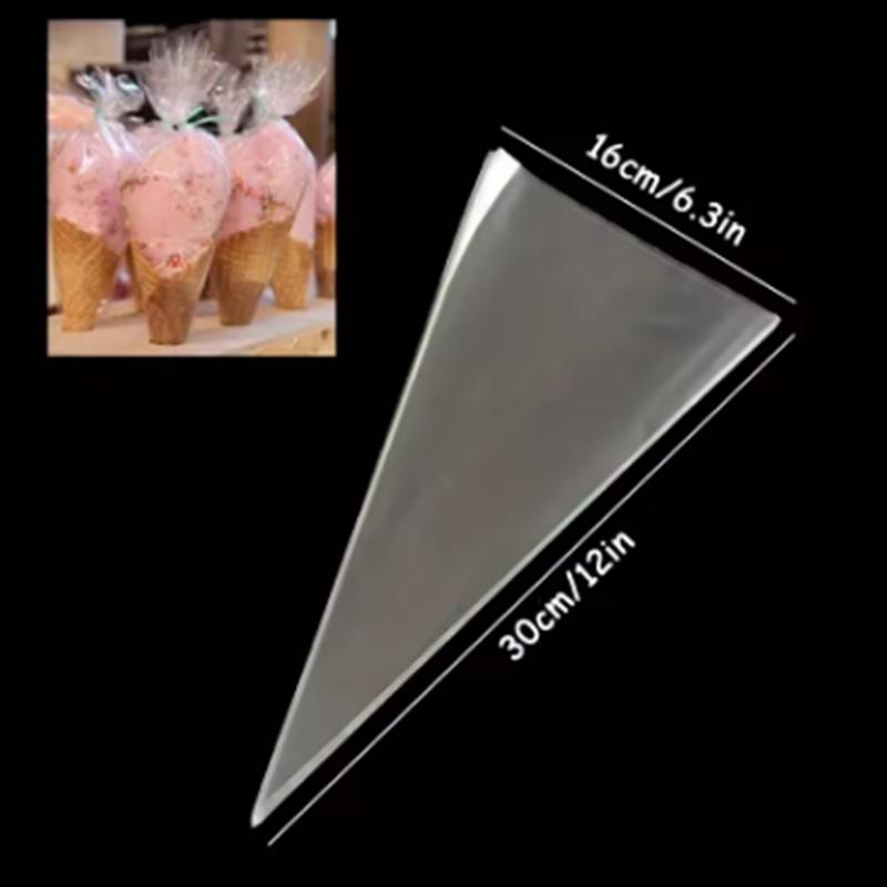 100Pcs OPP Transparent Triangle Bag Clear Plastic Cone Shape Cellophane Bags Transparent Candy Bag Candy Plastic Bag
