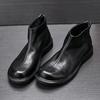 Черные кожаные ботинки Martin средней высоты с мягкой подошвой, мужские универсальные модные ботинки Chelsea из мягкой кожи с застежкой-молнией и круглым носком