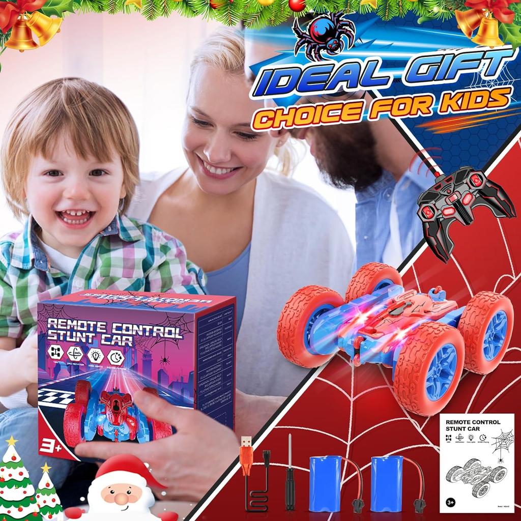Автомобиль с дистанционным управлением, светодиодными фонарями, аккумуляторами 2x1200 мАч, вращением на 360 градусов, двусторонним трюком при вождении, ударопрочностью и защитой от падения.