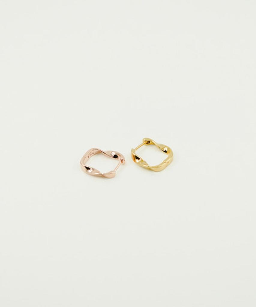 Серебряные серьги-кольца Alleun 925 Square Twist с застежкой One-Touch