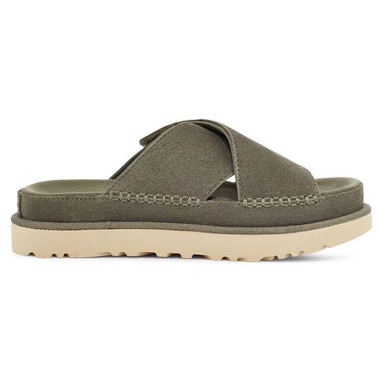 UGG Goldenstar Cross Slide двухслойные кожаные удобные модные сандалии женские сандалии мохово-зеленые 1137910-MSG