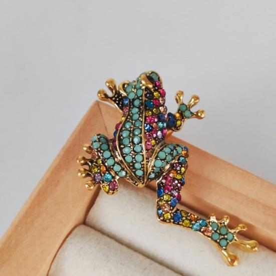 Брошь унисекс в форме лягушки со стразами, декор для пальто, противоскользящая сумка, воротник, шляпа, шарф, украшение