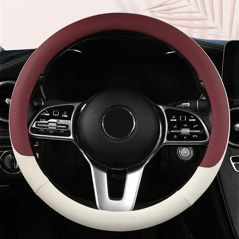 Car Anti-Slip Leather Steering Wheel Cover Universal Car Steering Wheel Protective Cover Fashion Style 38cm Shape O D
