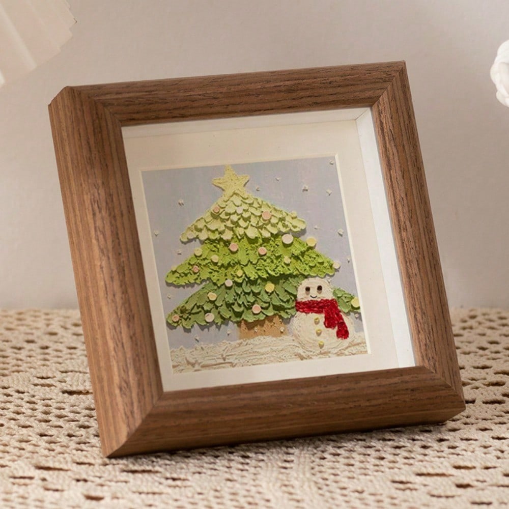 4-Inch Wooden DIY Hollow Square Photo Frame, Tabletop Picture Frame For Crafts Or Embroidery Gifts Birthday Graduation