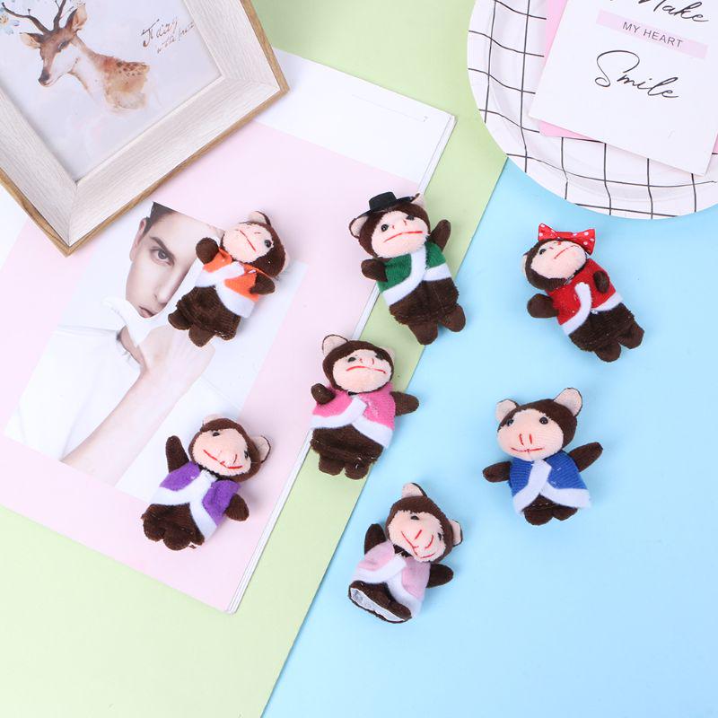 7Pcs Cartoon Animal Monkey Dolls Finger Puppets Set Mini Plush Baby Boys Girls Story Telling Hand