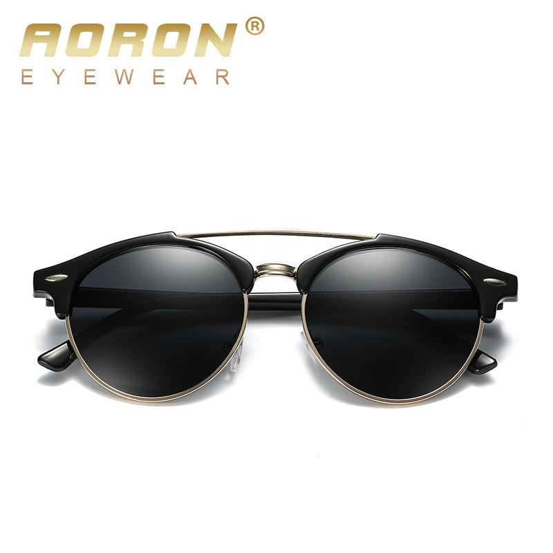 Classic Design Round Frame Men Women Black Polarized Sunglasses Outdoor Anti Glare UV400 Protection Sun Glasses