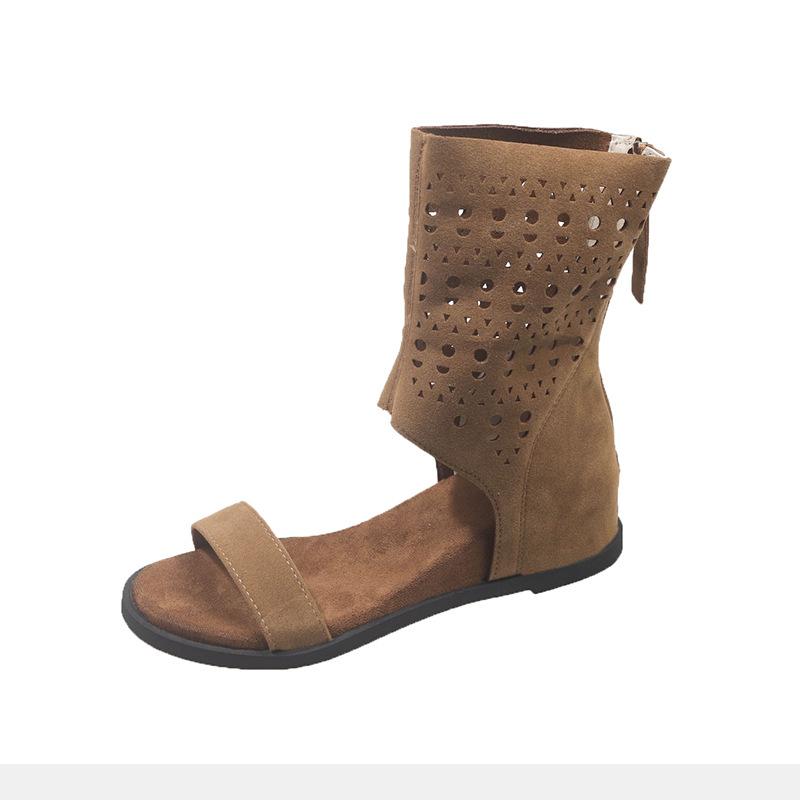 Fashion Hot Selling Women Sandals Hollow Breathable Boots 2025 Summer Inner Heightened Roman Shoes Versatile Short Leg Pants Tube Boots