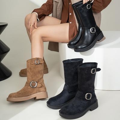 Виноградная мать осень и зима новые ретро металлическая пряжка круглый носок полированные ботинки Мартина пряжка для ремня локомотив стопка короткие ботинки женские