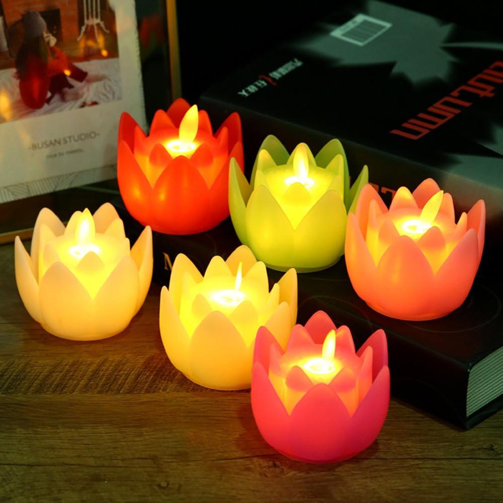 Festival Decoration Led Electronic Lamp Wishing Lamp Lotus Candle Lamp Buddhist Hall Lanterns