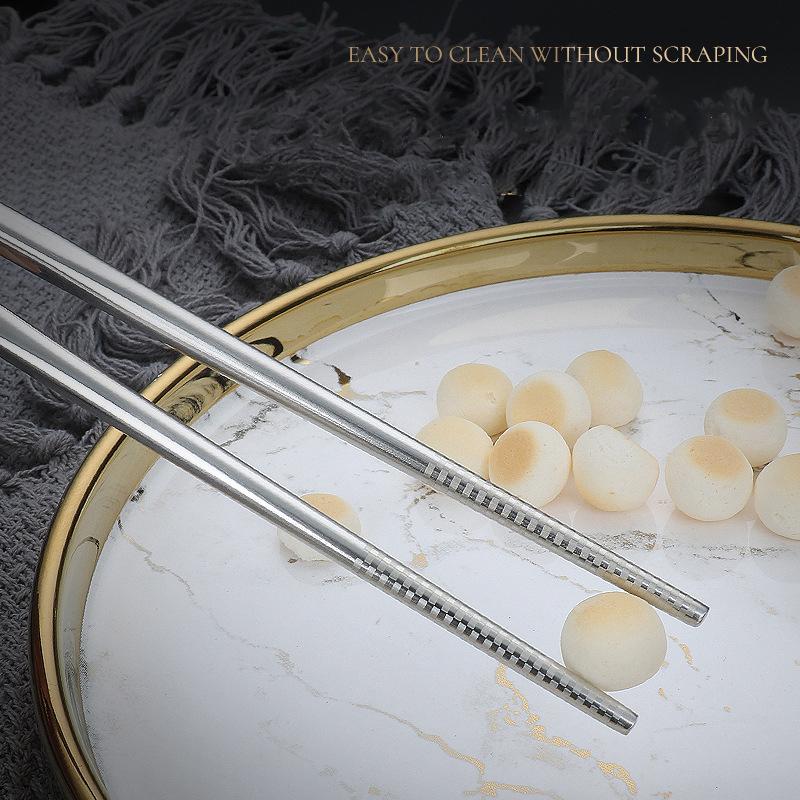 Набор палочек для еды из пищевой нержавеющей стали, бытовые палочки для еды, высококачественные, толстые, нескользящие, антиглажные, подарочные, 316L, 304, 5 пар